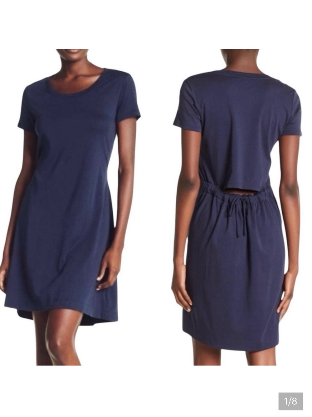 Theory Liliana Ranmire Knit Navy Cutout Back Dress Size Large